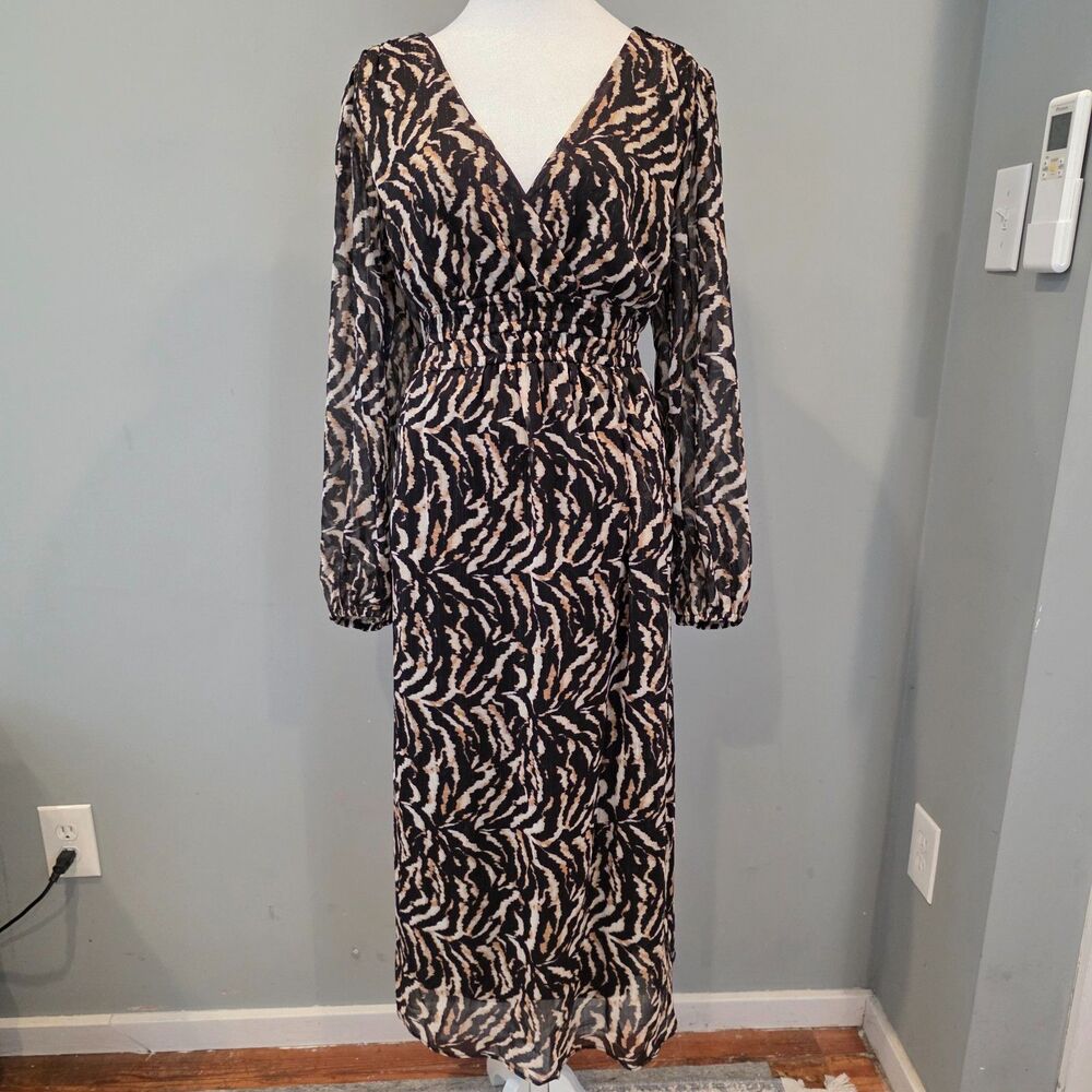 Sofia Vergara Black and White Tiger Print Maxi Dress. Sz Large 12/14
